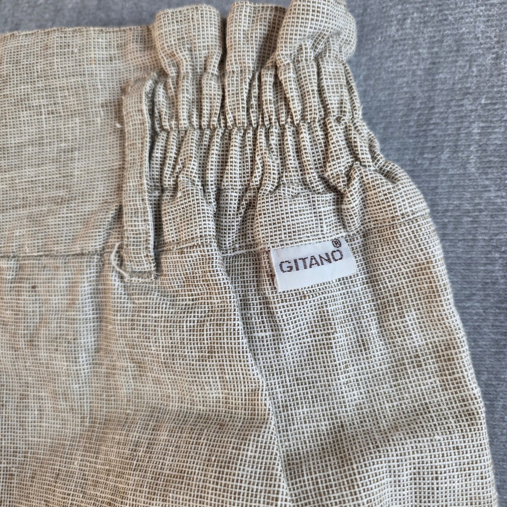 Gitano High Waisted Shorts Womens sz 8 Beige Vintage 90s Ramie Cotton Pleated - Picture 2 of 10